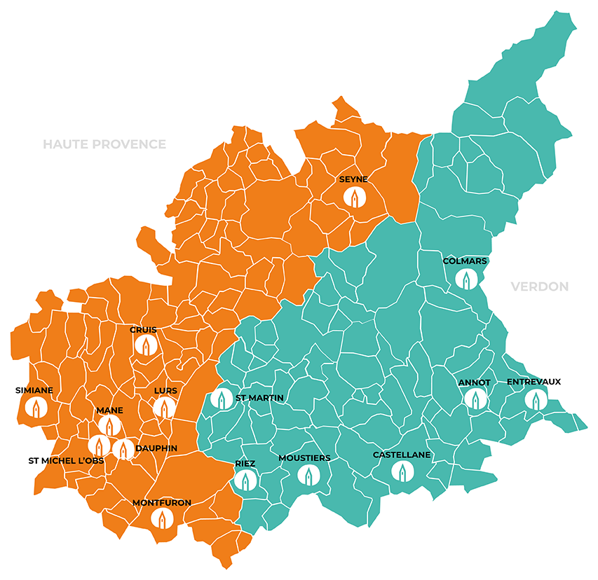Carte des villages et cités de caractère des Alpes de Haute Provence VCC 04