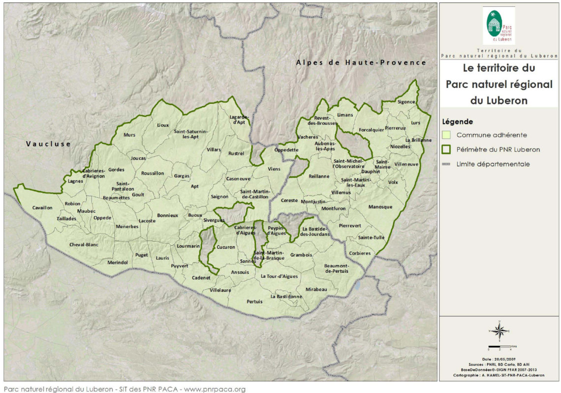 Carte du territoire du Parc naturel régional du Luberon